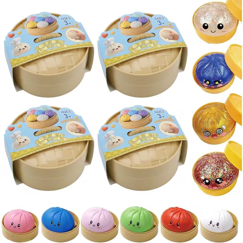 4-Pack Multi-Color Ball Squishies – Fidget Sensory Stress Balls with Cute Paw Bon Design for Kids & Adults, Relaxation & Everyday Squeeze Play