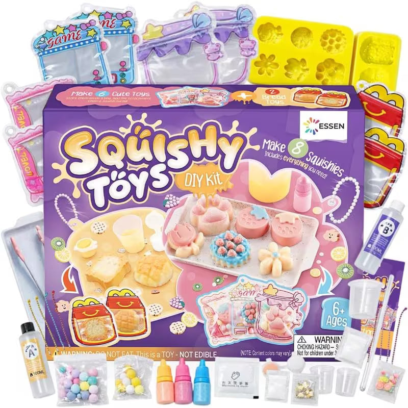 ESSEN Taba DIY Squishy Toys Maker Kit with 8 Molds – Mixed Color Sensory Craft Set for Kids, Creative Fidget Toys, Birthday Gifts & Relaxation Activities