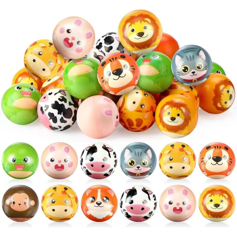 36PCS Mixed Color Animal Stress Balls Set – Cute Mini Foam Squeeze Fidget Toys for Anxiety Relief, Classroom Rewards, Birthday Party Favors & Kids Gift Bags