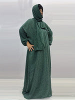 Plus Size Women’s Printed Prayer Robe with Attached Scarf – Comfortable & Breathable
