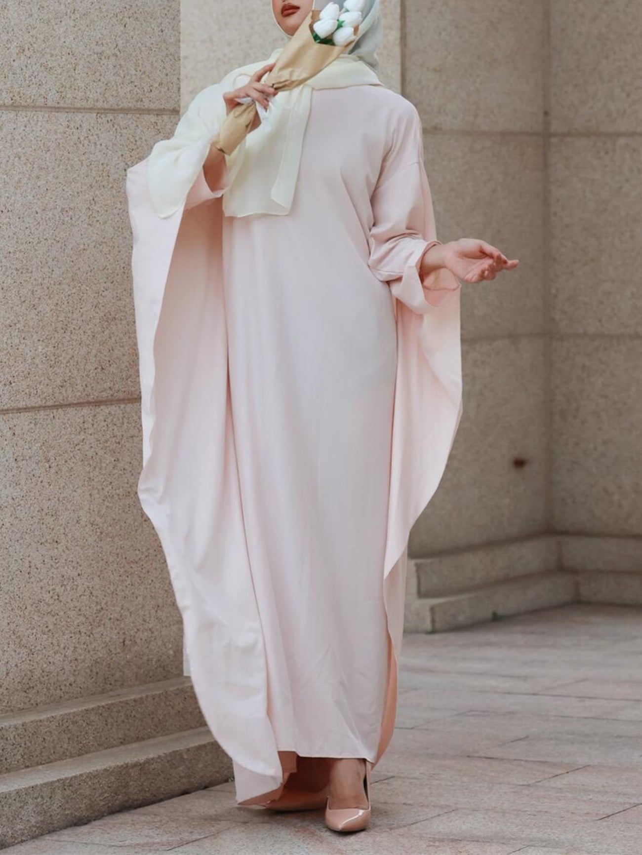 Plus Size Women’s Islamic Black Robe – Long Sleeve Modest Maxi Dress
