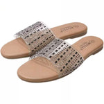 Women’s Clear Rhinestone Slide Sandals – Open-Toe Flat Shoes with Transparent Straps