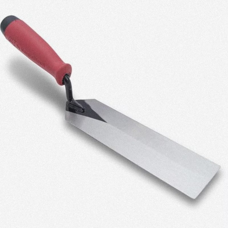 QLT Masonry Margin Trowel - Red Soft Grip Handle, 20.32cm x 5.08cm, MTSG82, Professional Masonry Hand Tool for Bricklaying, Mortar, Cement & Construction Work