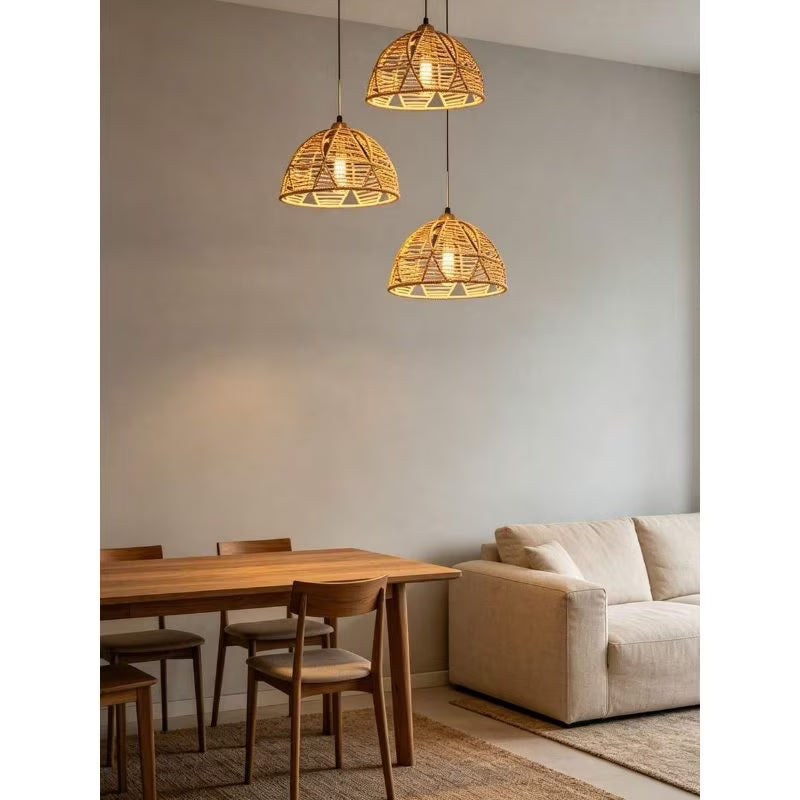 1pc Bohemian Handwoven Light Shade - Half-Circle Clip, Handmade Woven Plastic Dome Replacement Shade, Traditional Pendant Light Cover for Wall & Ceiling Fixtures, Home Decor for Living Room, Bedroom & Dining Room