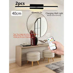 Rechargeable Mirror Wall Lights - Black, 2pcs 40cm Modern Wall Lamps with Remote Control, Wireless USB Powered LED Lighting, Luxury Home Decor for Bathroom, Living Room, Hallway, Dining Room & Cabinet