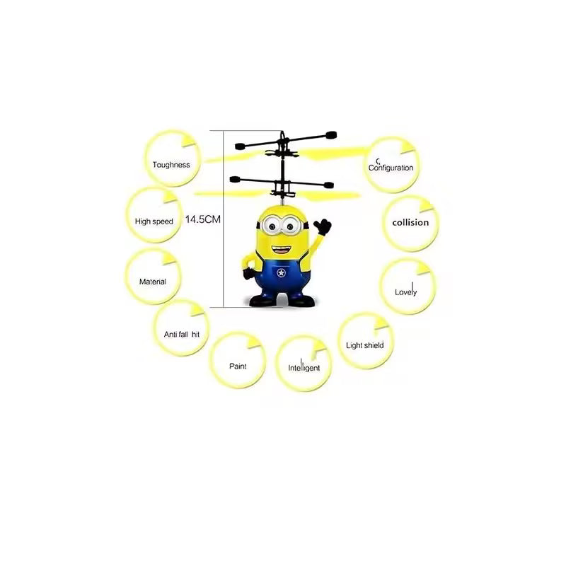Cartoon Aircraft Hand-Control Flying Helicopter Toy - Multicolor Mini Smart Flying Helicopter with LED Light, Indoor & Outdoor Flying Toy for Kids, Party & Birthday Gift