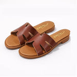 Women’s Low-Heel Slide Sandals – Cut-Out H-Strap Open-Toe Casual Shoes