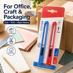 2pcs Utility Cutter Set – Red & Blue, 9mm Snap-Off Blade, Automatic Locking Box Cutter, Compact Craft Knife for Office, School, DIY & Box Opening