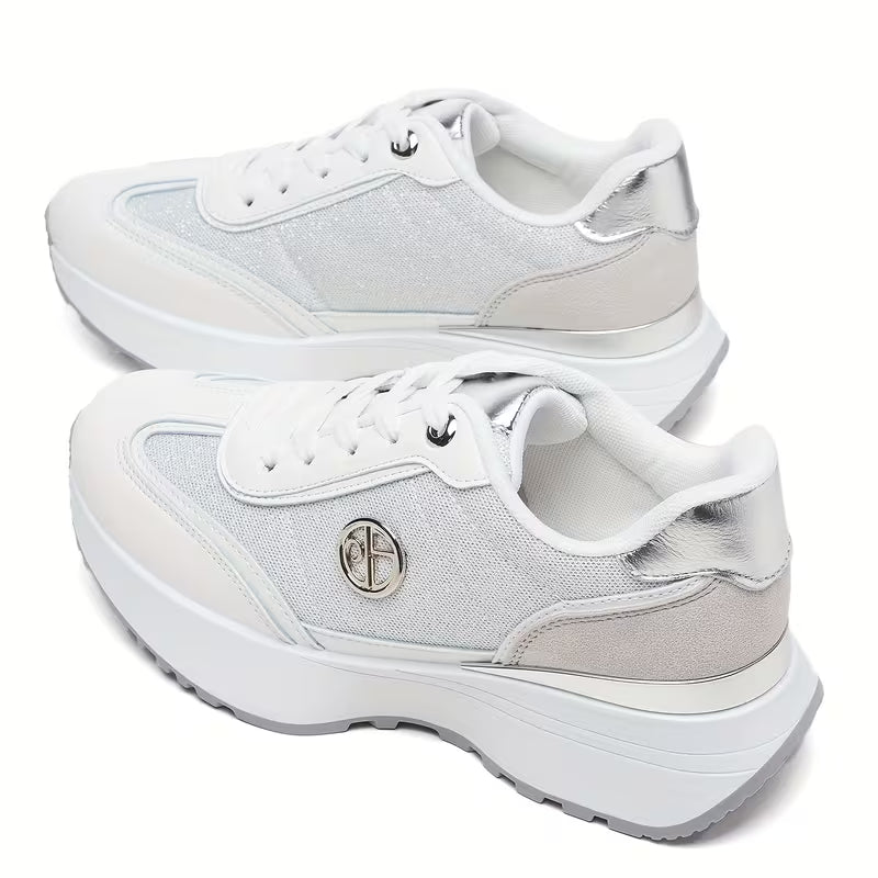 2025 Lightweight Running Shoes – Round Toe, Thick Platform, Non-Slip Sole