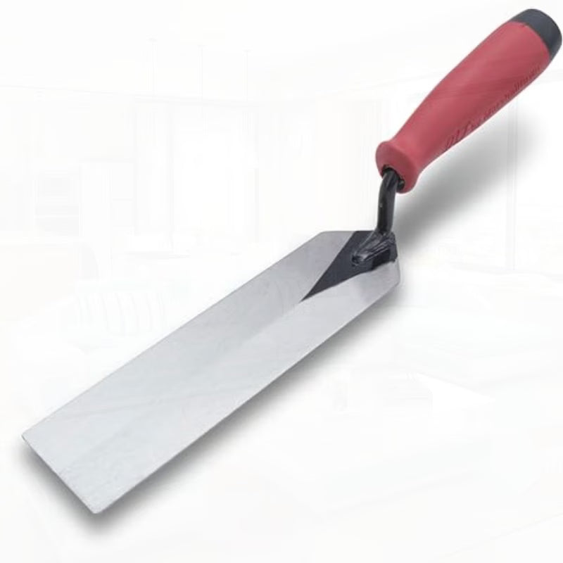 QLT Masonry Margin Trowel - Red Soft Grip Handle, 20.32cm x 5.08cm, MTSG82, Professional Masonry Hand Tool for Bricklaying, Mortar, Cement & Construction Work