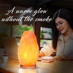 Himalayan Salt Lamp – Natural Pink & Brown, 7-Color Gradient LED Lighting with Warm Glow, USB Powered Crystal Stone Lamp with Wooden Base for Home, Office, Meditation & Night Light Use
