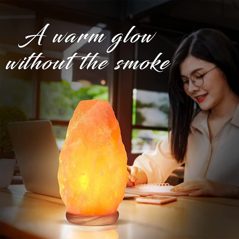 Himalayan Salt Lamp – Natural Pink & Brown, 7-Color Gradient LED Lighting with Warm Glow, USB Powered Crystal Stone Lamp with Wooden Base for Home, Office, Meditation & Night Light Use