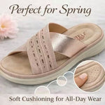 Women’s Crisscross Slide Sandals – Perforated Platform Wedge Summer Shoes