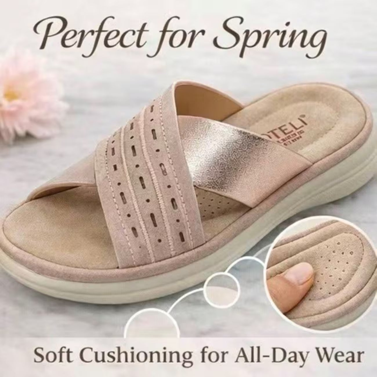 Women’s Crisscross Slide Sandals – Perforated Platform Wedge Summer Shoes