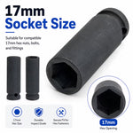 17mm Deep Impact Socket – Black, 1/2-Inch Square Drive, 6-Point CR-Mo Steel Socket for Impact Wrench, Ratchet, Breaker Bar & Automotive Repair