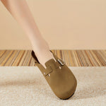 Women’s Retro Bohemian Closed-Toe Slip-On Shoes – Soft Thick Sole Casual Walking Sandals