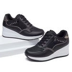 Women's Wedge Sneakers – Thick Sole, Side Zipper, Lace-Up, Breathable Design (Copy)
