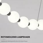 Modern Wave Shape LED Chandelier - Black & White, 18W Acrylic Ball Linear Pendant Light, Adjustable Height, Remote Dimming, 3000K-6000K, Modern Hanging Ceiling Light for Dining Room, Hall & Study
