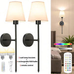 2pcs Rechargeable Wall Lights - Multicolor + 2pcs Golden, RGB LED Bedside Lamps with Remote Control, USB Powered Ambient Lighting, Decorative Wall Lamps, Night Lights & Reading Lamps