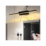 Rechargeable Mirror Wall Lights - Black, 2pcs 40cm Modern Wall Lamps with Remote Control, Wireless USB Powered LED Lighting, Luxury Home Decor for Bathroom, Living Room, Hallway, Dining Room & Cabinet