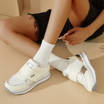 Women's Platform Sneakers – Thick Sole, Height-Increasing, Magic Tape Closure, Breathable