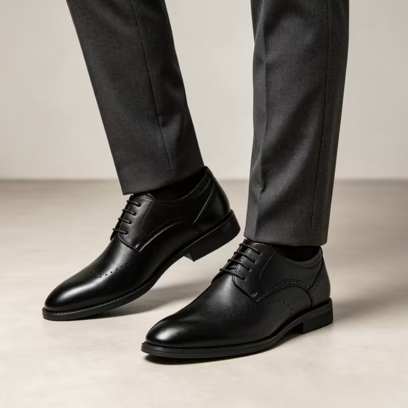 Pack Platinum Collection Men's British Style Ankle Boots - Black & Dark Brown, Business Casual Fashionable Trendy Versatile Rubber Sole Flat Shoes