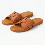 Women’s Low-Heel Slide Sandals – Cut-Out H-Strap Open-Toe Casual Shoes