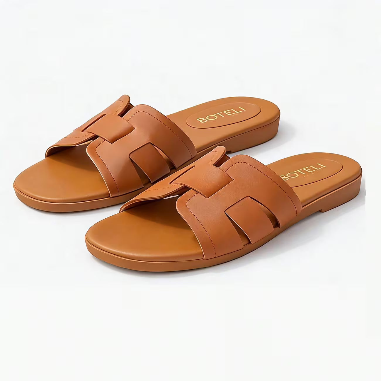 Women’s Low-Heel Slide Sandals – Cut-Out H-Strap Open-Toe Casual Shoes