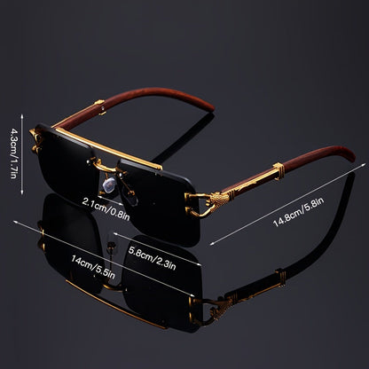 Luxury Leopard Pattern Frameless Glasses  Black Mirrored PC Lenses