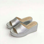 Women's Wedge Heel Mule Sandals – Platform Peep Toe, Cushioned Slip-On Design