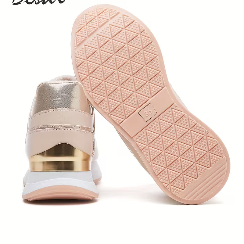 Women's Low-Top Sneakers – Lace-Up Casual Shoes, Soft Non-Slip Sole, Wear-Resistant Fabric Upper