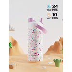 18oz Insulated Water Bottle – Double-Wall Stainless Steel, 2-in-1 Straw & Spout Lid