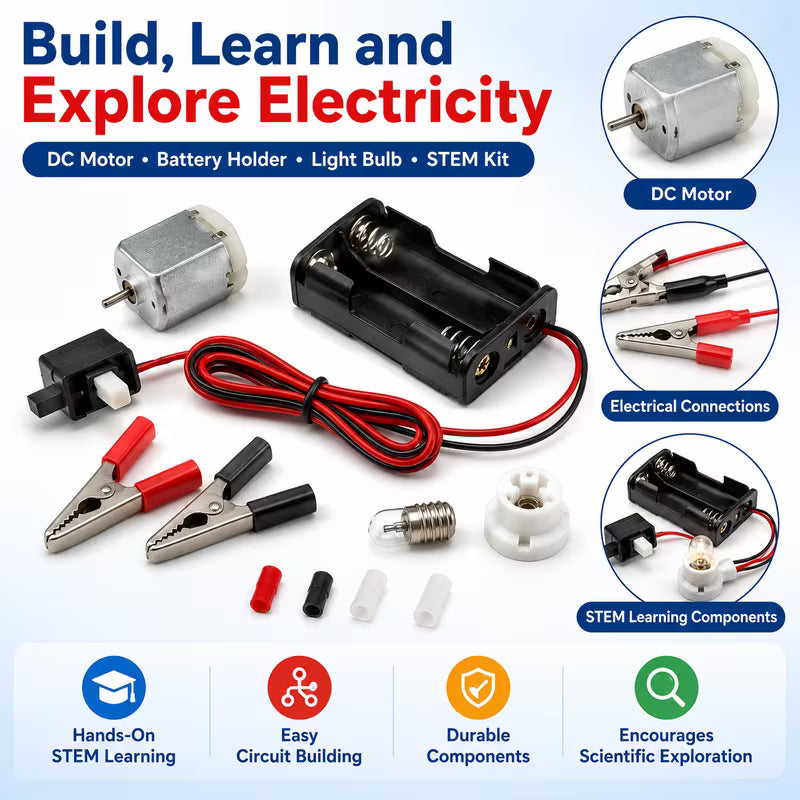 Multicolor 8-Piece Educational Electric Circuit Kit – STEM DIY Electronics Learning Set for School Projects