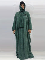 Plus Size Women’s Printed Prayer Robe with Attached Scarf – Comfortable & Breathable