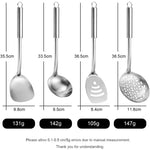 4-Piece Stainless Steel Kitchen Utensil Set – Wok Spatula, Ladle & Slotted Spoons
