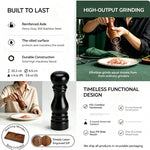 9-Inch Beech Wood Salt Mill – Refillable Manual Grinder with Adjustable Grind