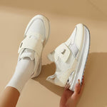 Women's Low-Top Sneakers – Magic Tape Closure, Thick Sole, Breathable Mesh