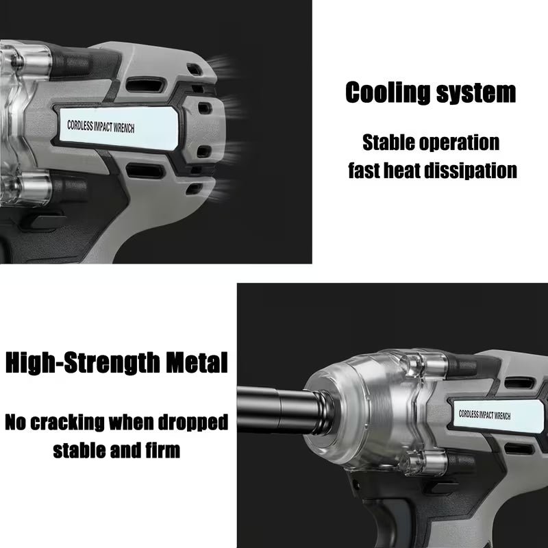 High-Torque Cordless Brushless 1/2" Impact Wrench Kit (Silver) – Powerful 4.0Ah Battery, Fast Charger & Accessories