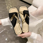 Women’s Minimalist Open-Toe Flat Sandals – Lightweight Slip-On Beach Shoes