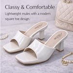 Chic Patent Mules – Square Toe, Block Heel, Slip-On Design