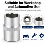 1/2-Inch Socket – Silver, 1/2-Inch Square Drive, 6-Point CR-V Chrome Vanadium Steel Socket for Ratchet, Breaker Bar & Automotive Repair