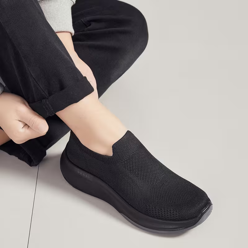 Men's Breathable Mesh Slip-On Sports Shoes – Black, Light Grey & Navy Blue