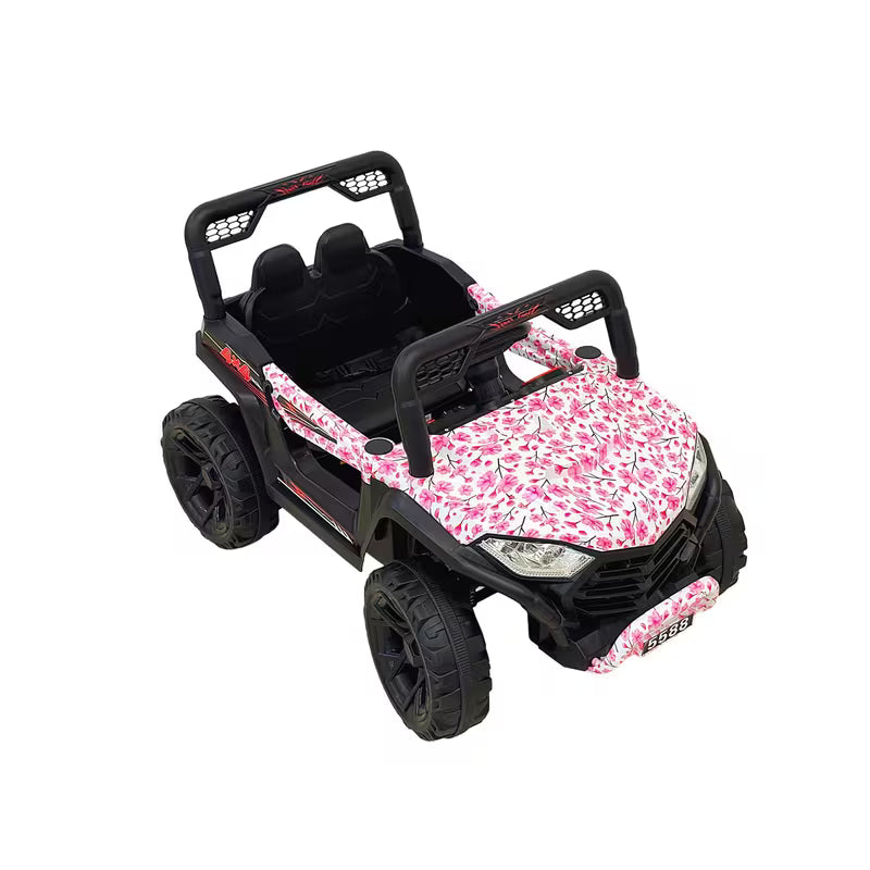 VLRA Super Sport Kids Electric Ride-On Jeep - Pink Off-Road Vehicle with Black Frame, Battery Powered 5-Speed Ride-On Car for Kids Ages 3-5, Outdoor Driving Toy