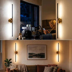 1pc Battery Powered Dimmable Wireless LED Wall Light - Black & Golden, 80cm Magnetic Wall Lamp, Type-C Rechargeable, Modern Wall Mounted Light for Bedroom, Study, Living Room & Staircase