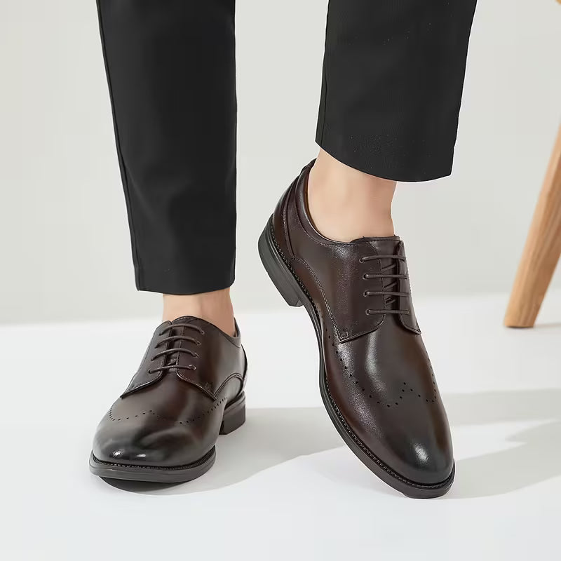 Pack Platinum Collection Men's British Style Oxford Shoes - Dark Brown, High-End Breathable Business Casual Formal Shoes, Lightweight Rubber Sole Banquet Shoes