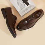 Pack Platinum Collection Men's Burnished British Style Oxfords - Light Brown & Dark Brown, Lace-Up Business Casual Formal Shoes, Soft Sole Wear-Resistant Shoes