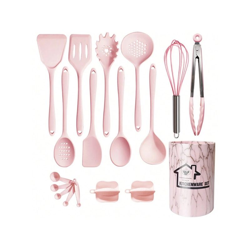 18-Piece Silicone Kitchen Utensil Set with Storage Basket – Cooking & Baking Tools