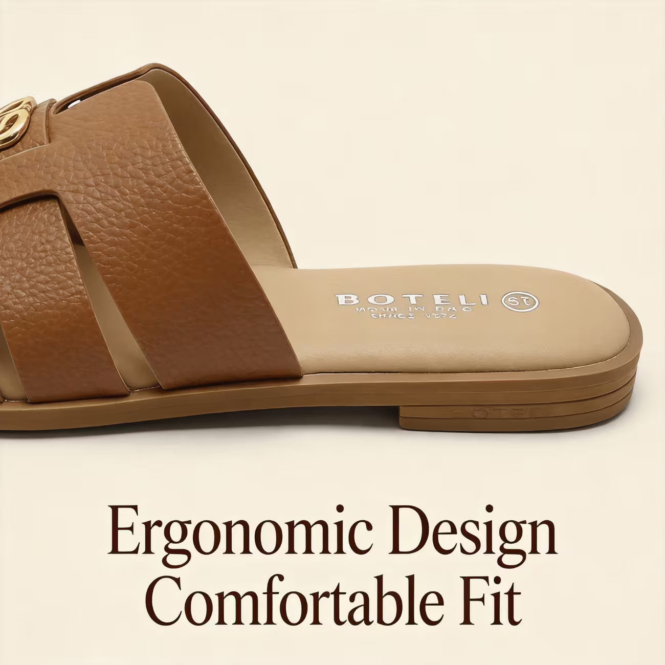 Women’s Cross-Strap Flat Slide Sandals – Open-Toe Shoes with Golden Buckle