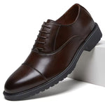 Pack Platinum Collection Men's Burnished British Style Oxfords - Light Brown & Dark Brown, Lace-Up Business Casual Formal Shoes, Soft Sole Wear-Resistant Shoes