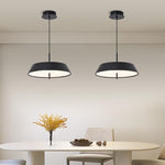 Modern Black LED Pendant Light - 36W, 3-Tier Dimmable Color Temperature 3000K/4000K/6000K, Remote Control, Adjustable Height, 40cm Round Dome Ceiling Light, Semi Flush Mount Fixture for Dining Room, Kitchen Island, Hall & Study